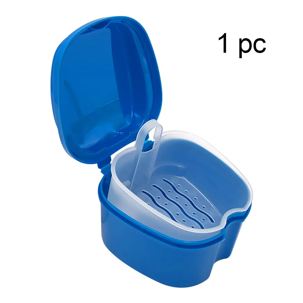 Denture Bath Box Organizer Dental False Teeth Storage Box with Hanging Net Container Cleaning Teeth Cases Artificial Tooth Boxes