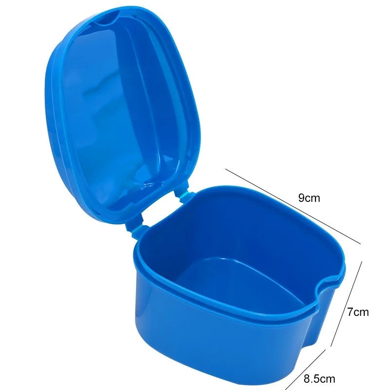 Denture Bath Box Organizer Dental False Teeth Storage Box with Hanging Net Container Cleaning Teeth Cases Artificial Tooth Boxes
