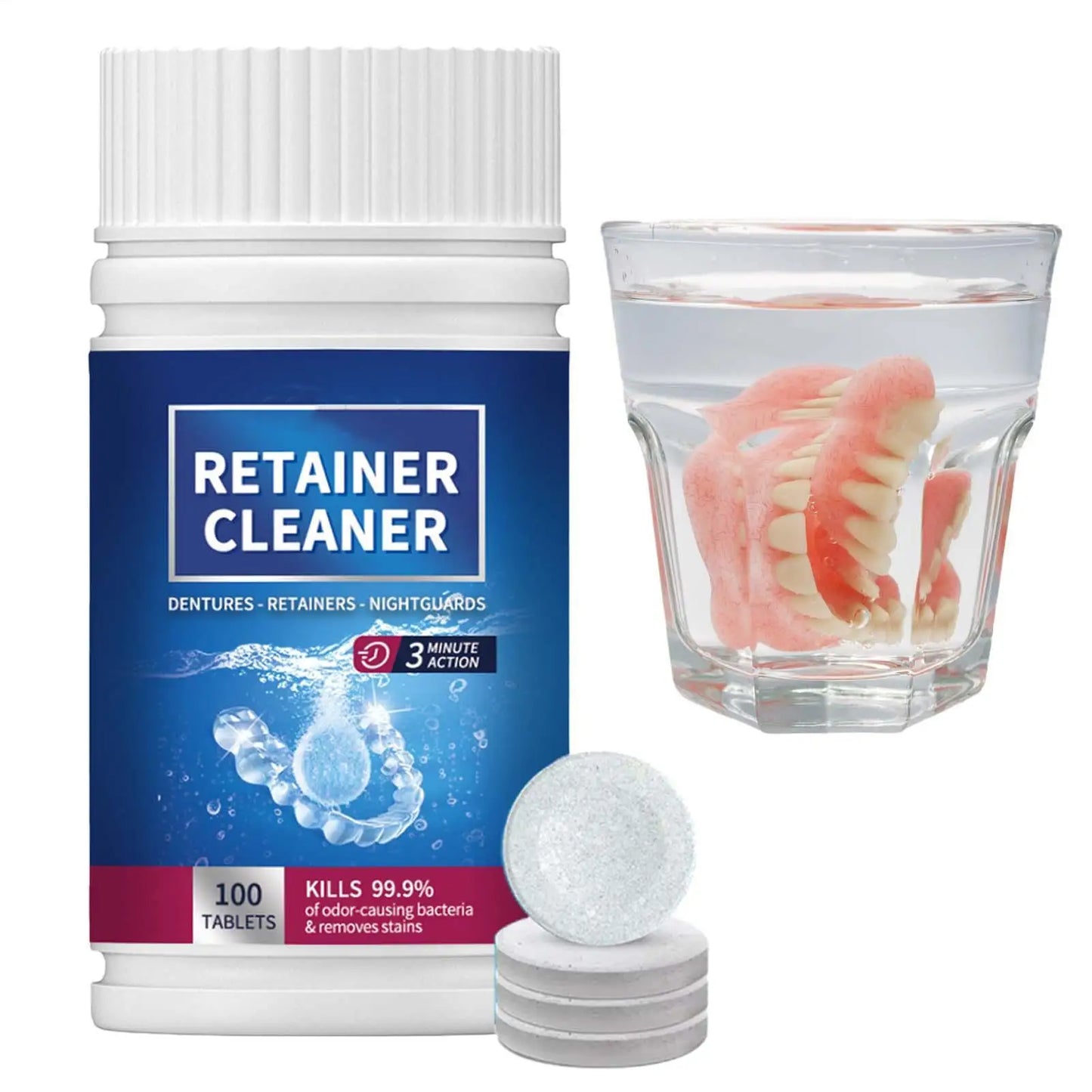100PCS False Tooth Cleaning Tablets Denture Cleaning Tablets Removes Odor Orals Cleaning Retainer Cleaner Fresh Breath