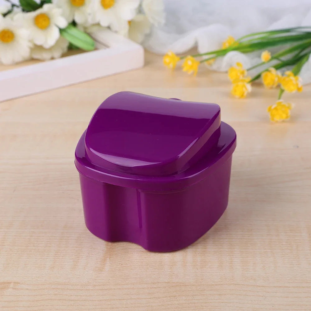 Denture Bath Box Organizer Dental False Teeth Storage Box with Hanging Net Container Cleaning Teeth Cases Artificial Tooth Boxes