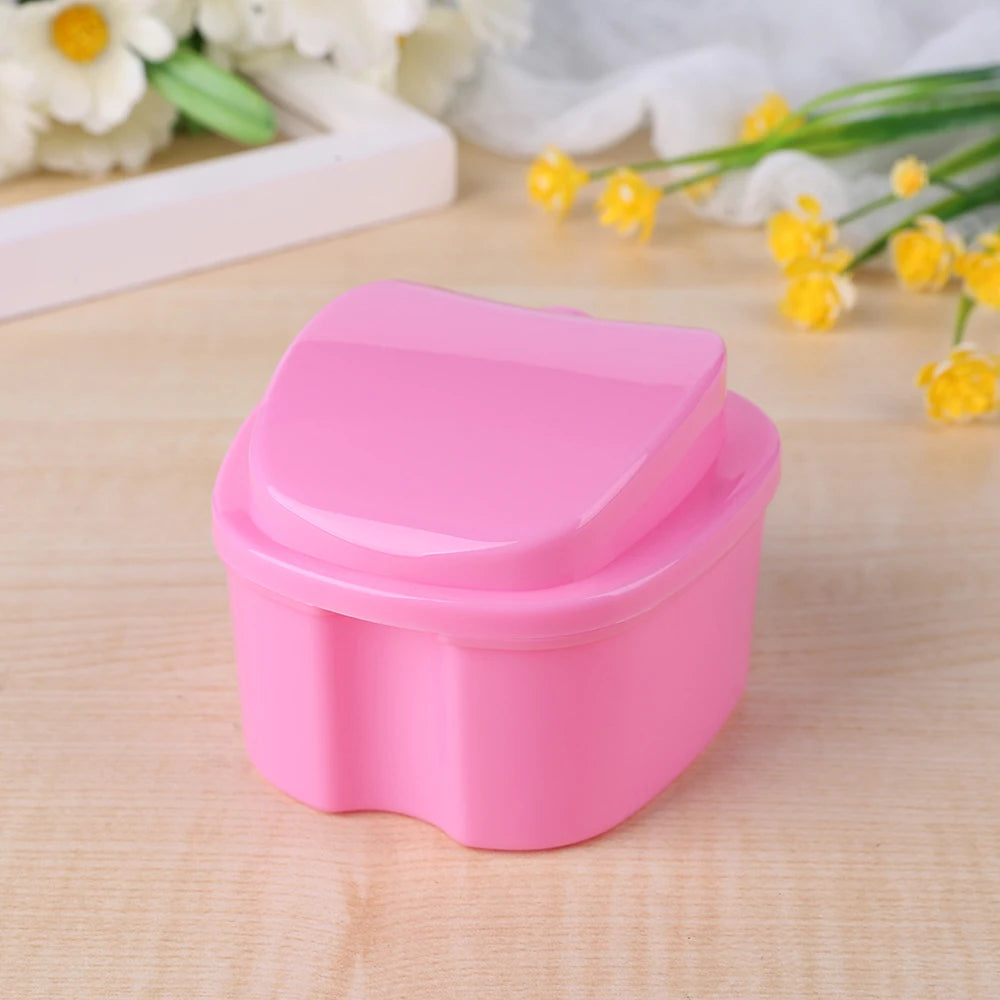 Denture Bath Box Organizer Dental False Teeth Storage Box with Hanging Net Container Cleaning Teeth Cases Artificial Tooth Boxes