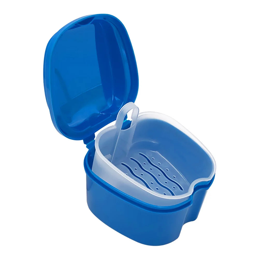 Denture Bath Box Organizer Dental False Teeth Storage Box with Hanging Net Container Cleaning Teeth Cases Artificial Tooth Boxes