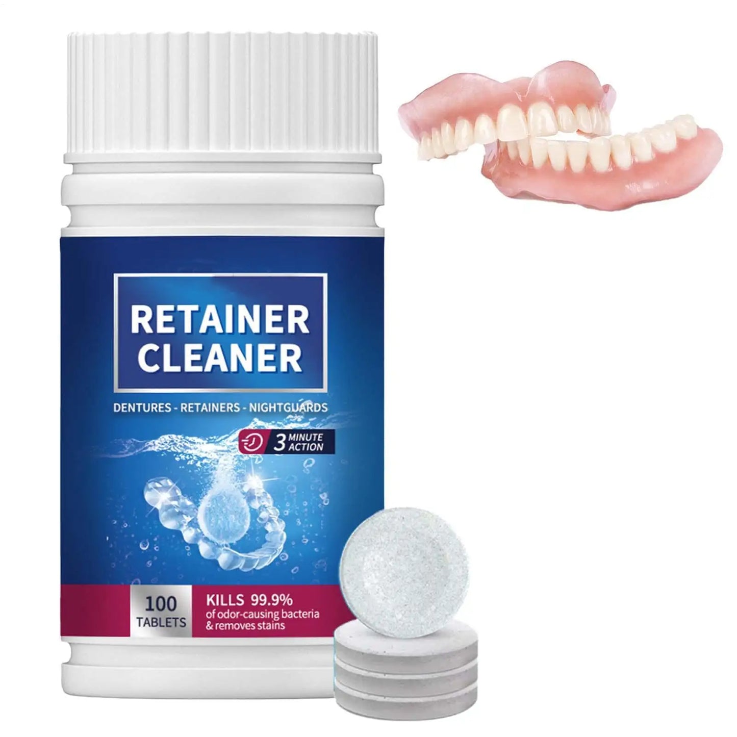 100PCS False Tooth Cleaning Tablets Denture Cleaning Tablets Removes Odor Orals Cleaning Retainer Cleaner Fresh Breath