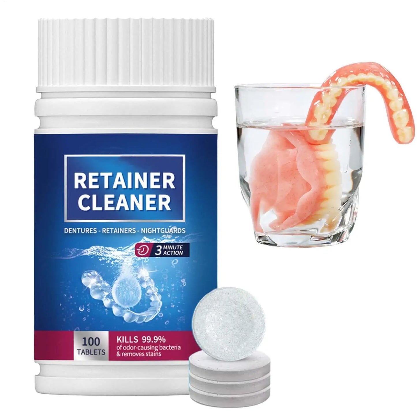 100PCS False Tooth Cleaning Tablets Denture Cleaning Tablets Removes Odor Orals Cleaning Retainer Cleaner Fresh Breath